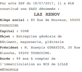 parution legale sasu lille